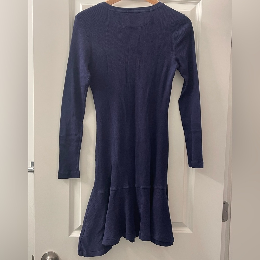 Ralph Lauren Dark Blue waffle knit 100% Cotton Long Sleeve Dress - Picture 2 of 3
